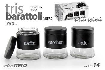 SET STAKLENIH TEGLI  3/1 CRNE 750ML 11*14 9242030